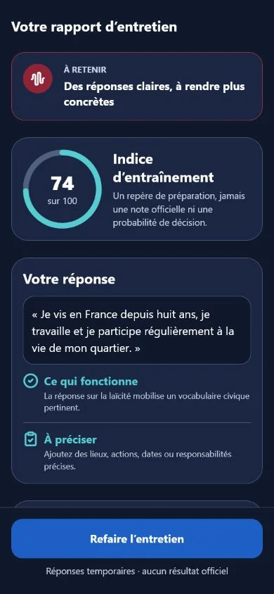 Civique prototype interview-training report in French