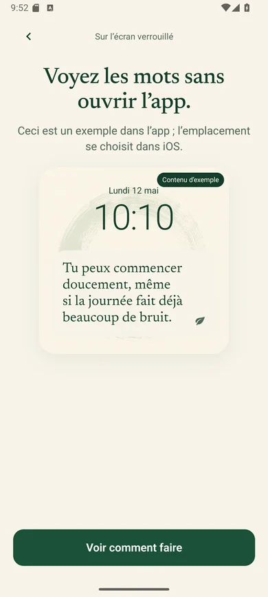 Ord preproduction lock-screen preview in French
