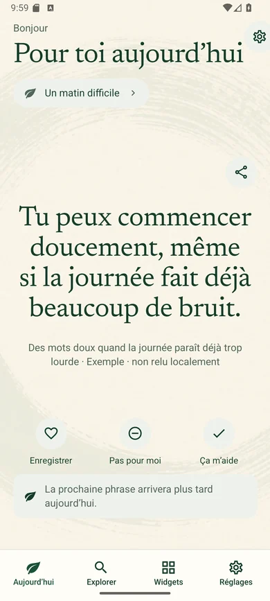 Ord preproduction daily phrase screen in French