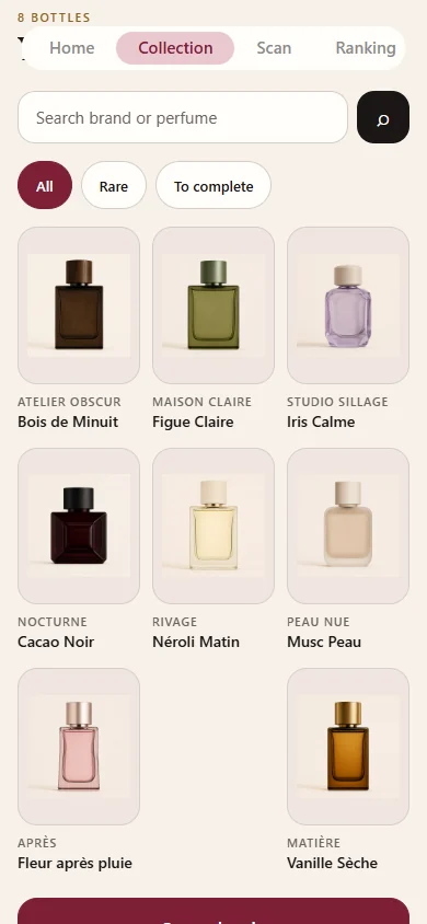 Perfume Wardrobe interactive collection prototype