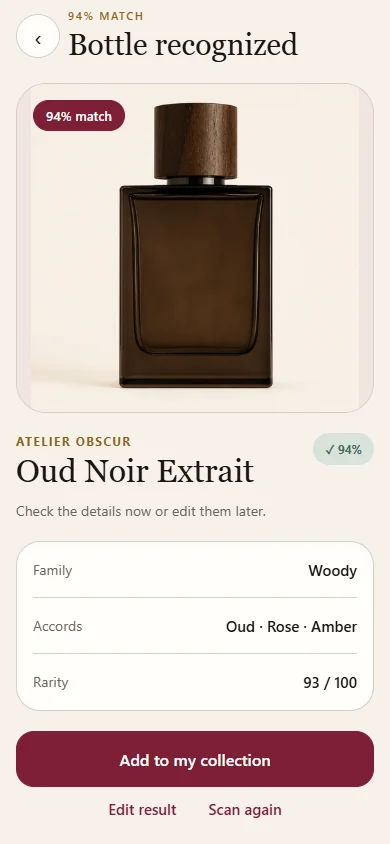Perfume Wardrobe simulated bottle-recognition prototype